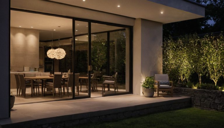 Luxury interior image showing How should a villa lighting plan move from driveway arrival to interior ambience