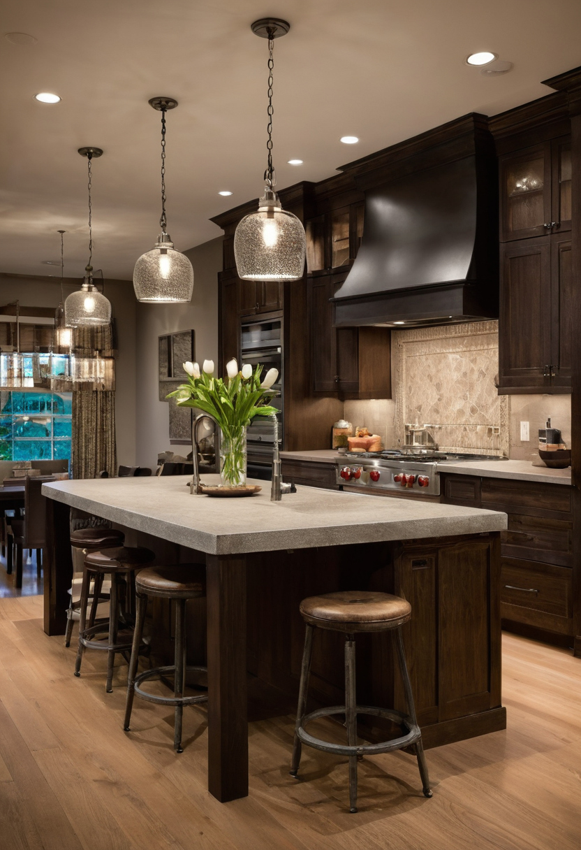 How high should pendant lights hang above a standard 36-inch kitchen island