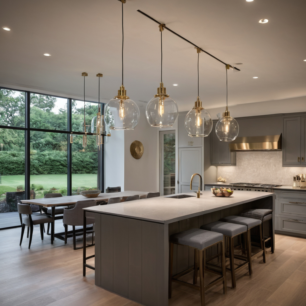 How do recessed downlights interfere with pendant kitchen island lighting